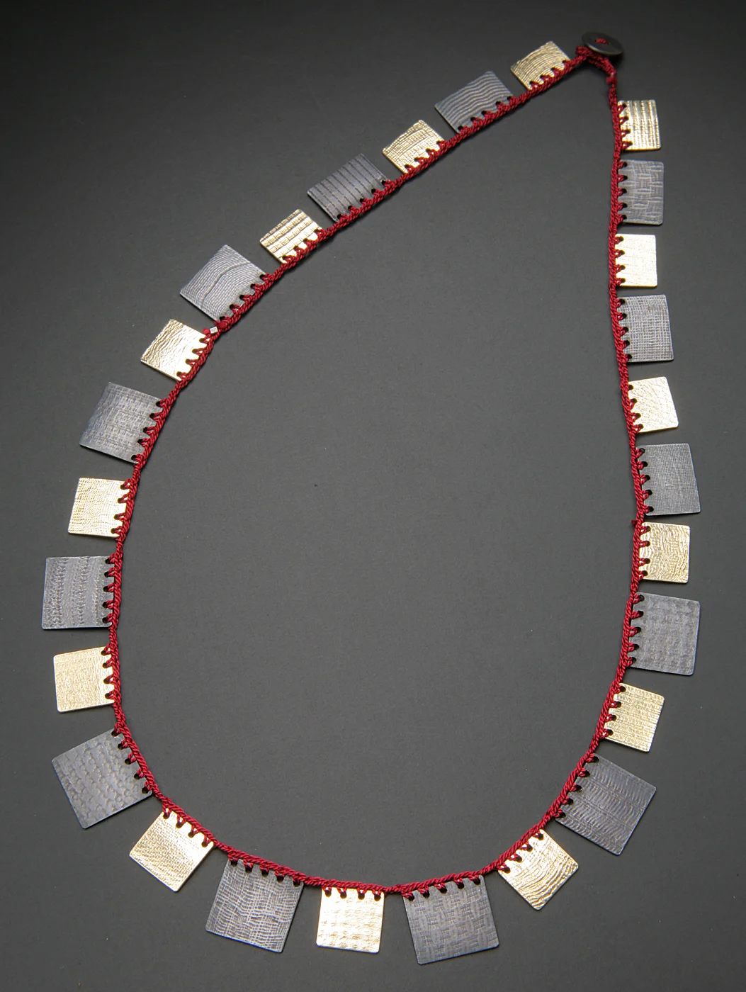 Cleo Necklace sterling silver, gold, silk