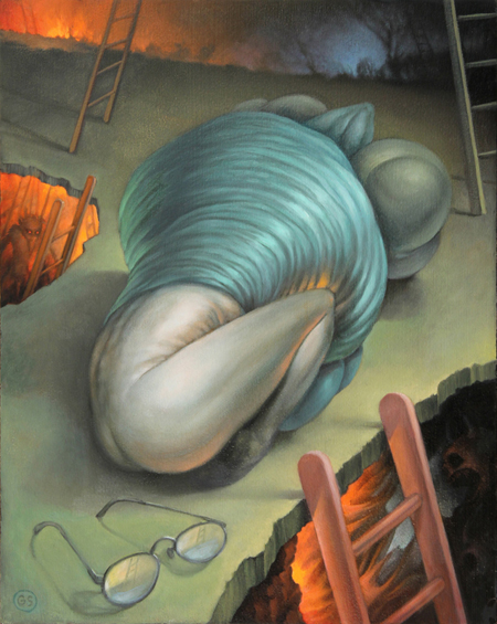 Eleven Ladders of Limbo $1500 oil on panel 17.5 x 15.5