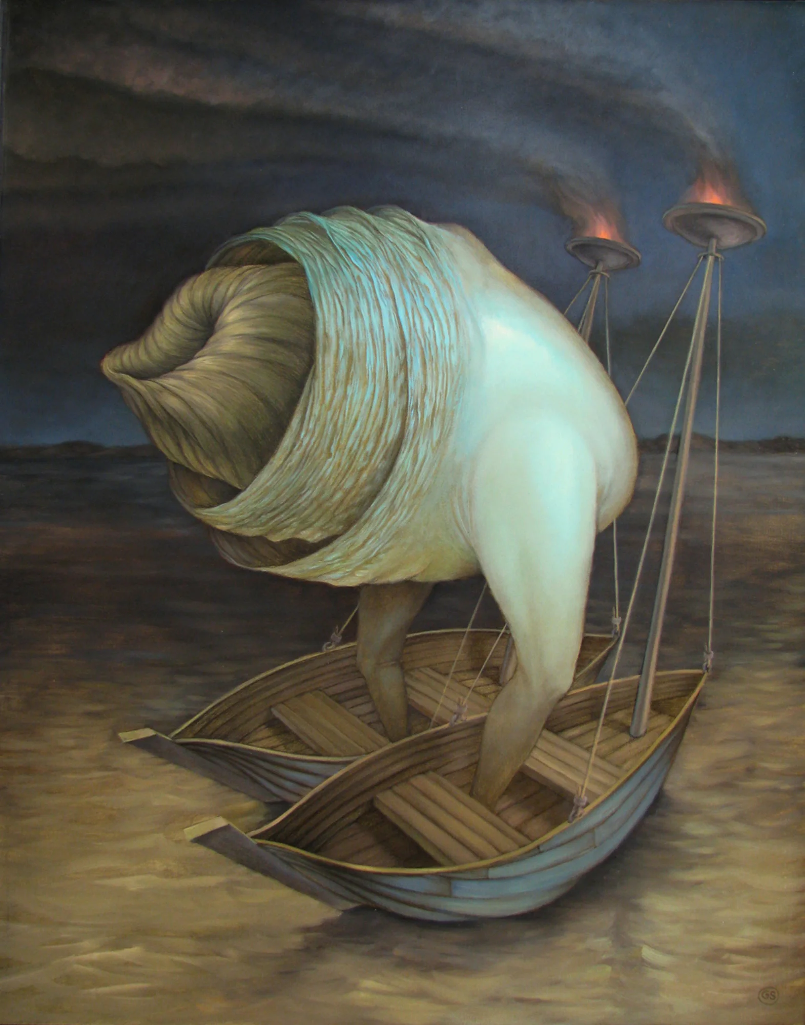 Treeman Descendent: Midnight Voyage SOLD Oil on panel 26x21.5