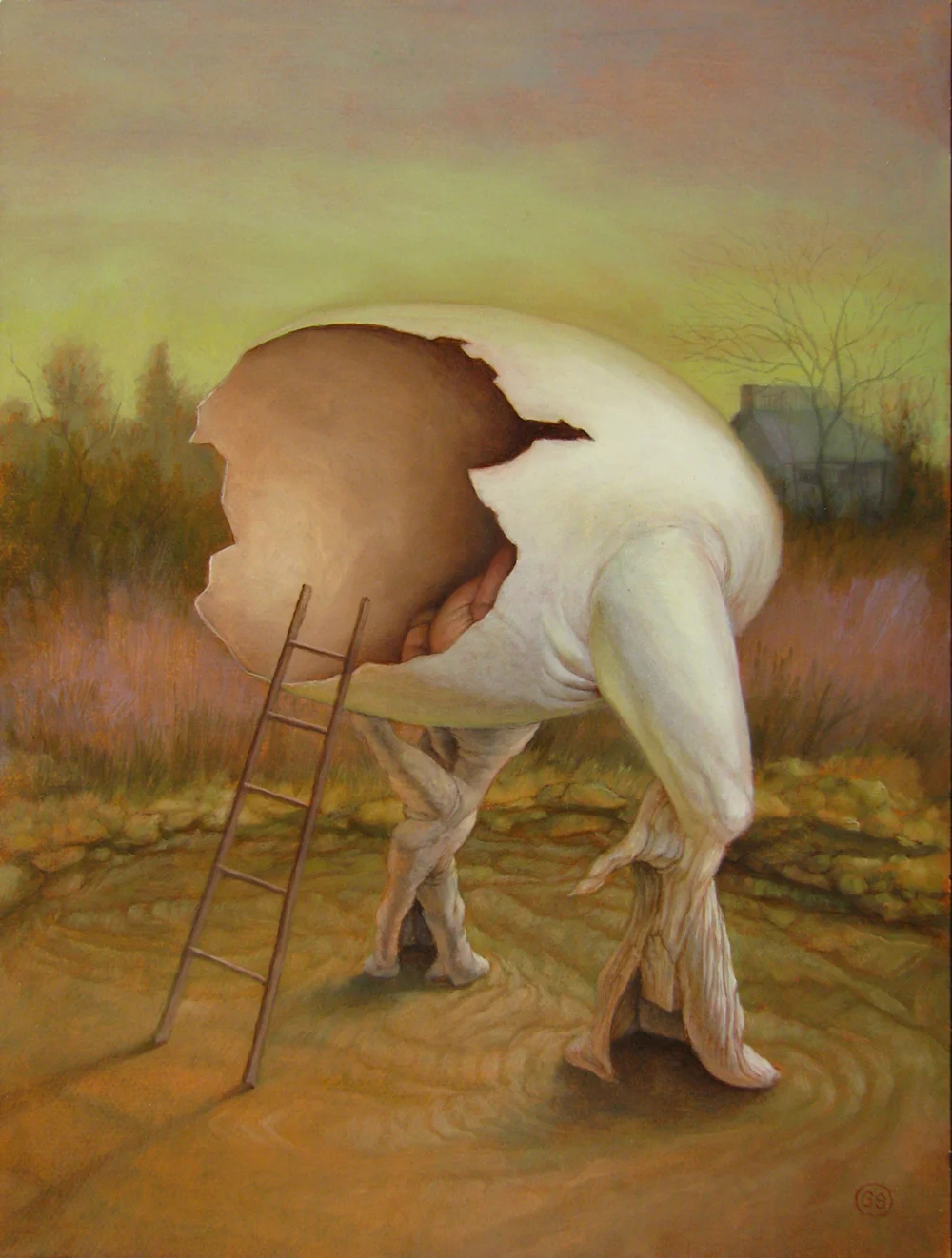 Treeman Descendent: Perch SOLD Oil on panel 17.5 x 14.2