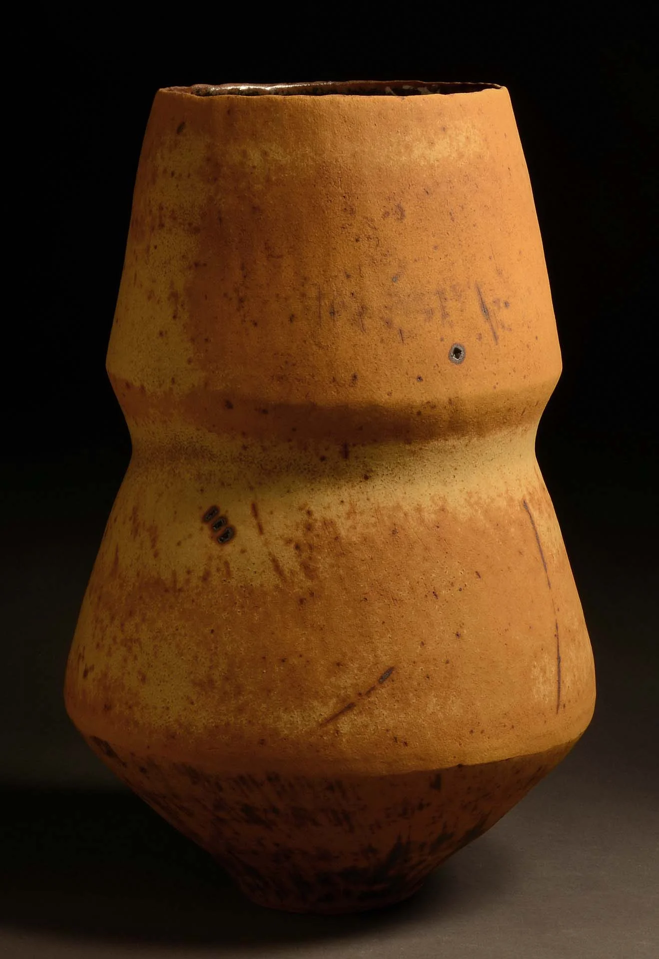 Coiled Vessel stoneware, clay ash slip 18 x 10.5 x 10.5