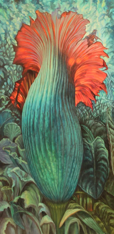 Blue Corpse Flower $4,200 oil on panel 48 x 24