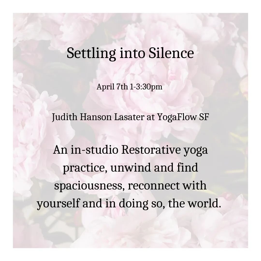 This weekend! Judith will be at @yogaflowsf Ocean studio for a special live and in person Restorative yoga practice. April 7th from 1-3:30pm. This practice will not be recorded and is only available in person. 

Take a two hour break from your consta