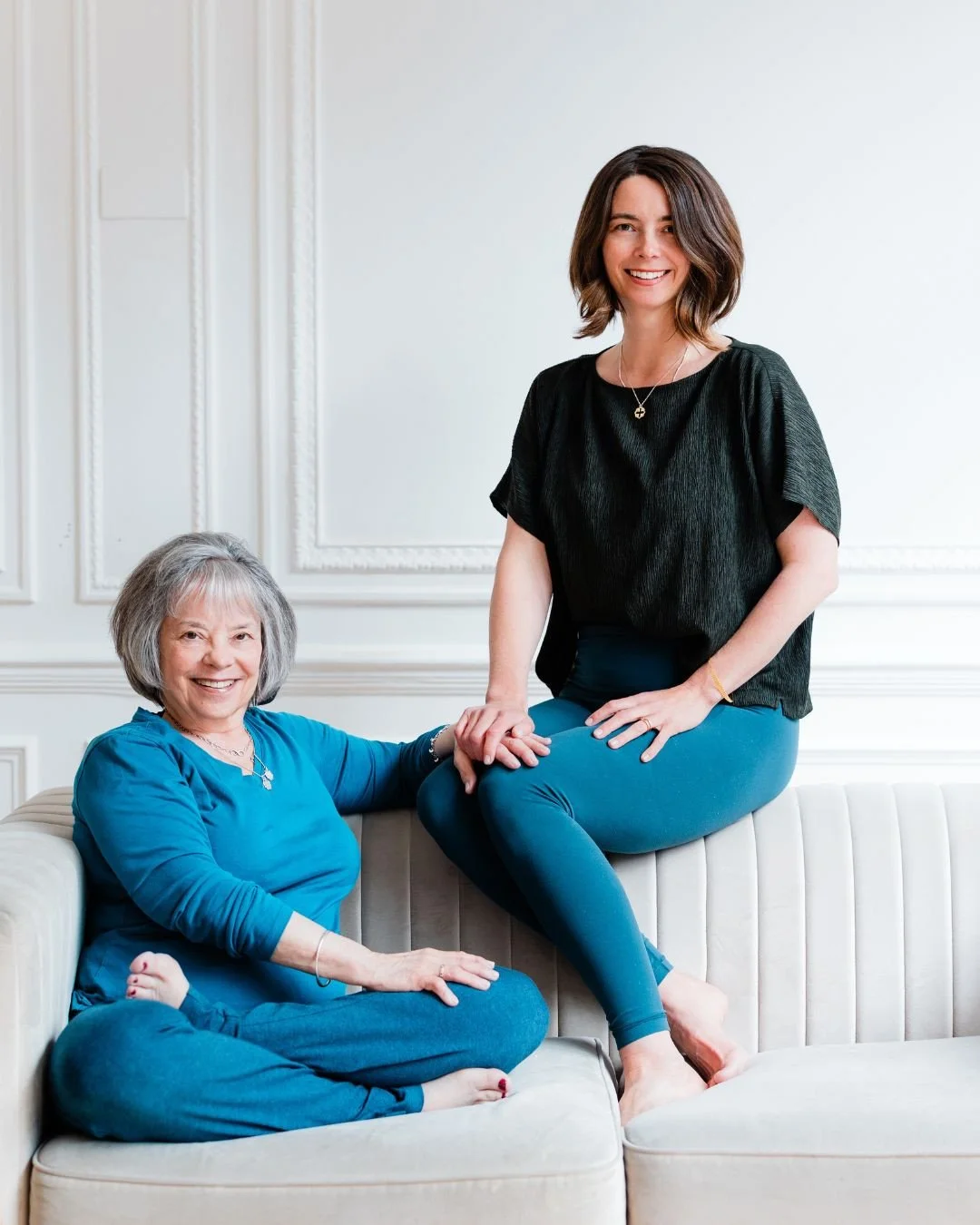 Agnistambhasana and big smiles with my daughter, Lizzie. ⁠
⁠
💗⁠
⁠