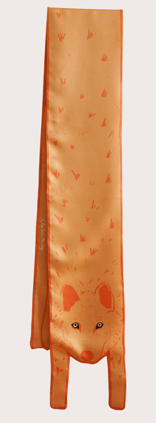 Wolf in Pastel Orange - designer silk scarf.jpg