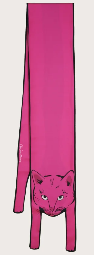 Cat in Neon Pink - designer silk scarf.jpg