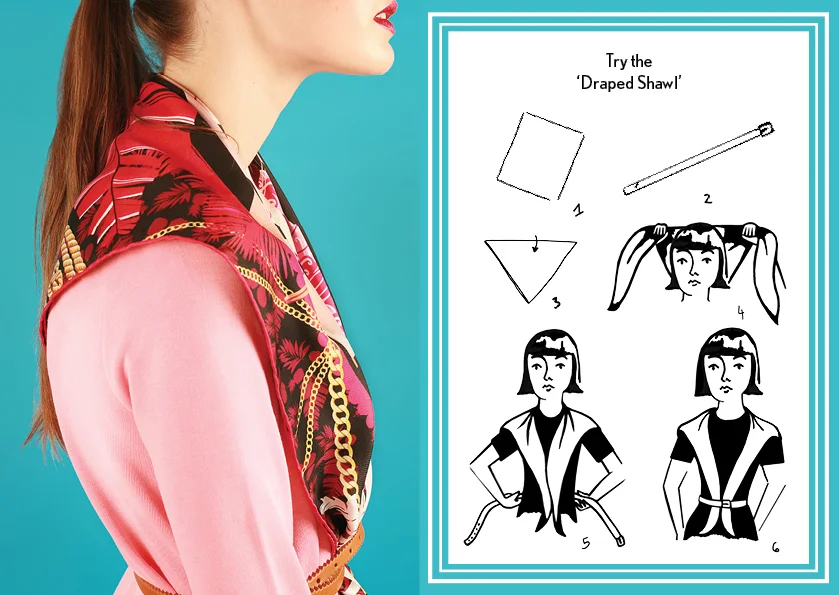 Learn how to style a silk scarf with a belt - designer silk scarf