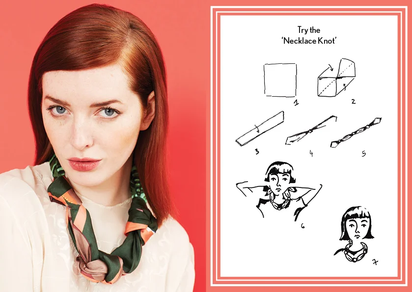How to tie the necklace knot - designer silk scarf