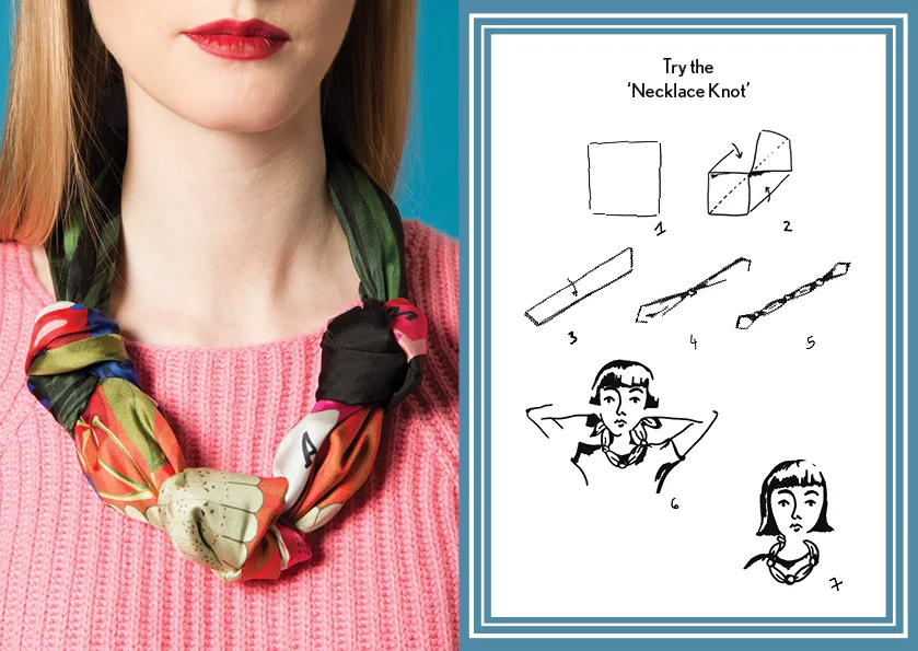 How to tie the necklace knot - designer silk scarf