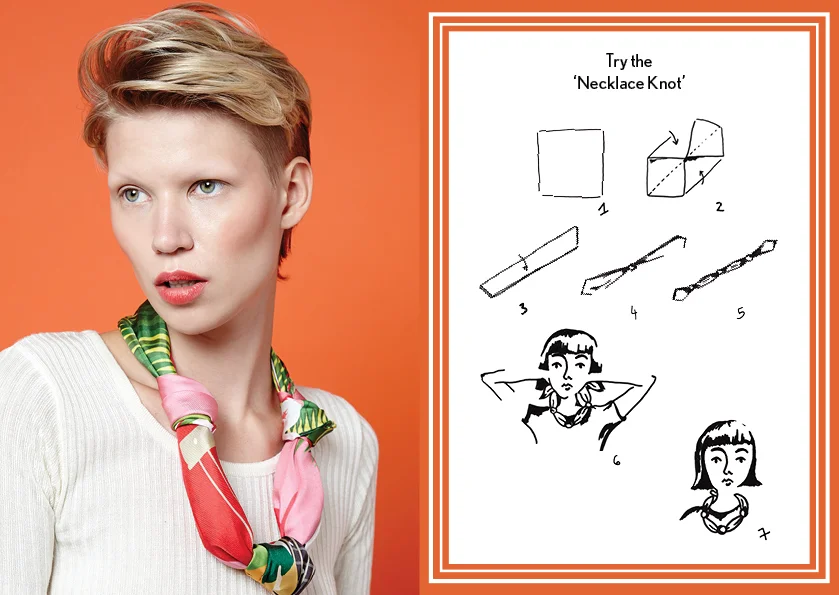 How to tie the necklace knot - designer silk scarf