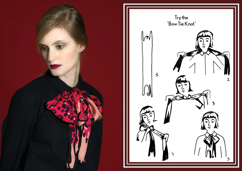 How to tie the bow tie knot - designer silk scarves