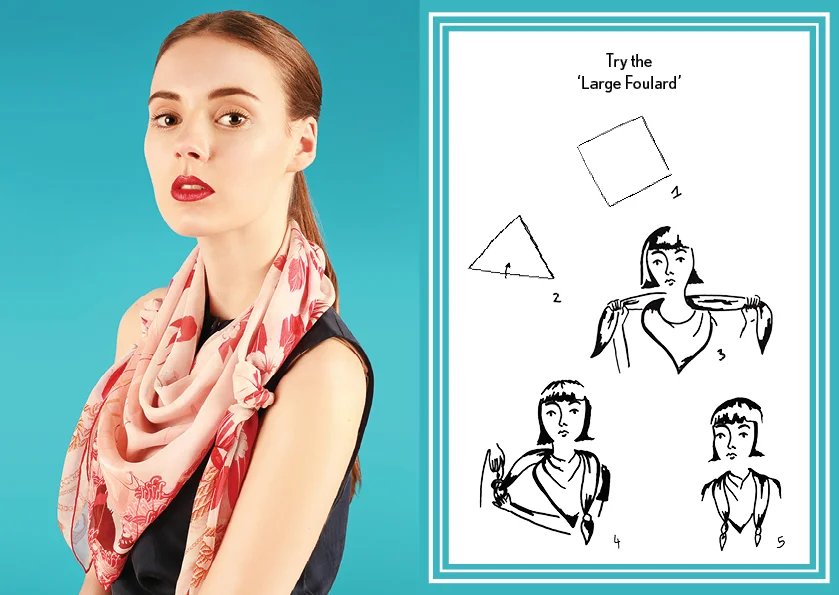 How to tie the large foulard knot - designer silk scarves