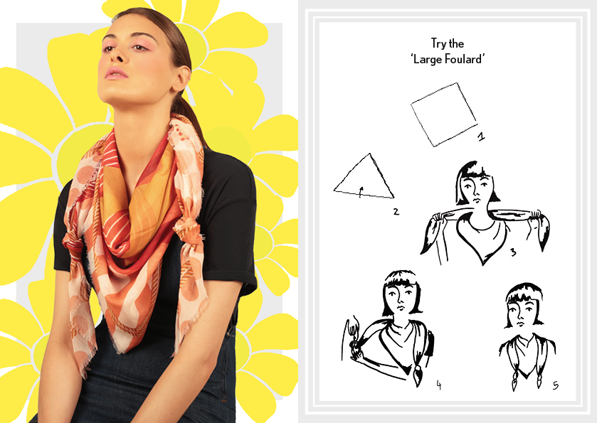 How to tie a large foulard knot - designer silk scarves