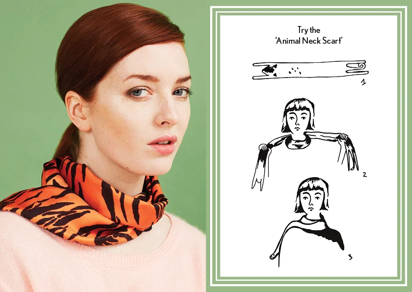 Animal Neck Scarf Orange Tiger - how to style a silk scarf - Animal Long Silk Scarf.jpg