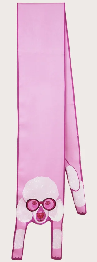 Small Fabulous Pink Poodle Long Silk Scarf - Cleo Ferin Mercury.jpg