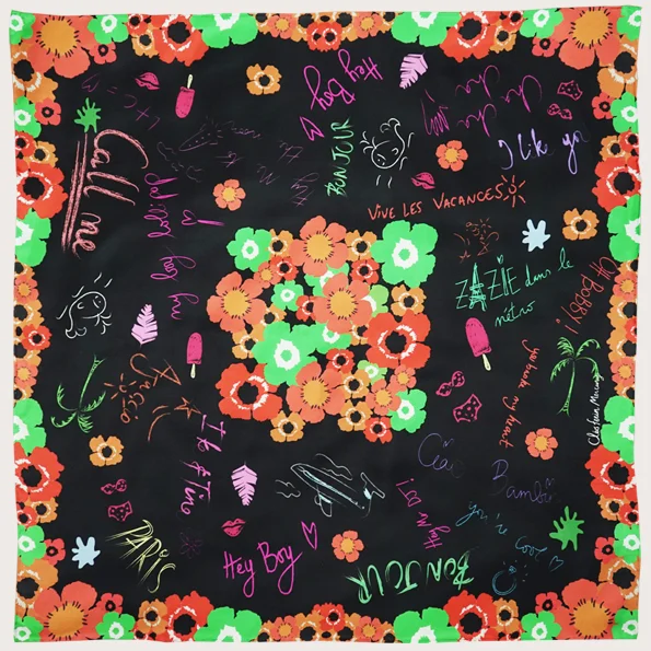love scribbles silk square scarf - dark Cleo Ferin Mercury designer silk scarf.jpg