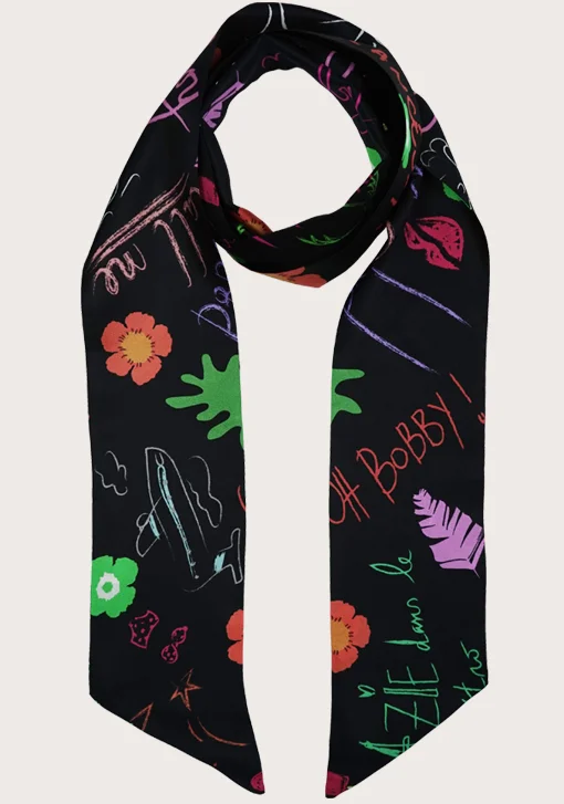 love scribbles long skinny scarf - dark Cleo Ferin Mercuryy Silk Scarf.jpg