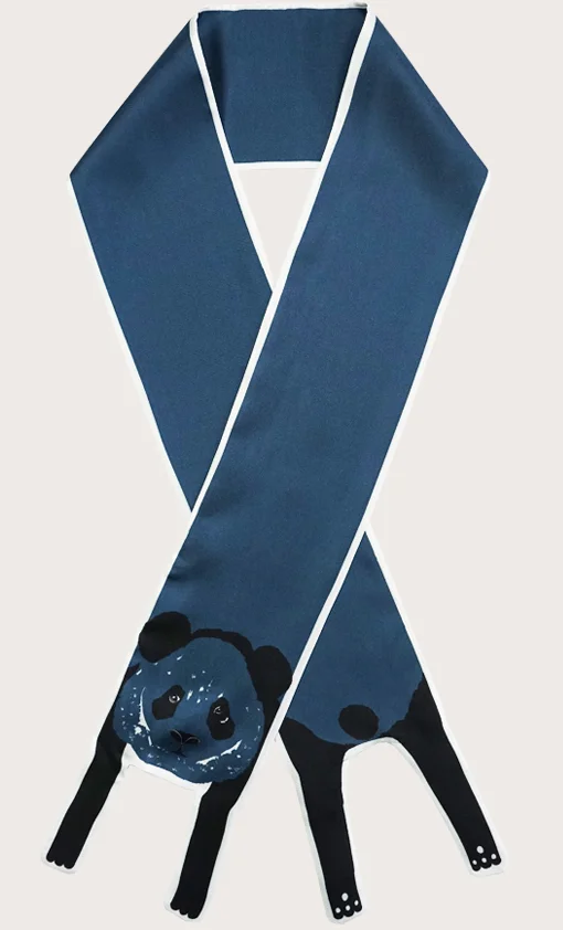 mini blue panda twilly silk scarf Cleo Ferin Mercury animal print.jpg