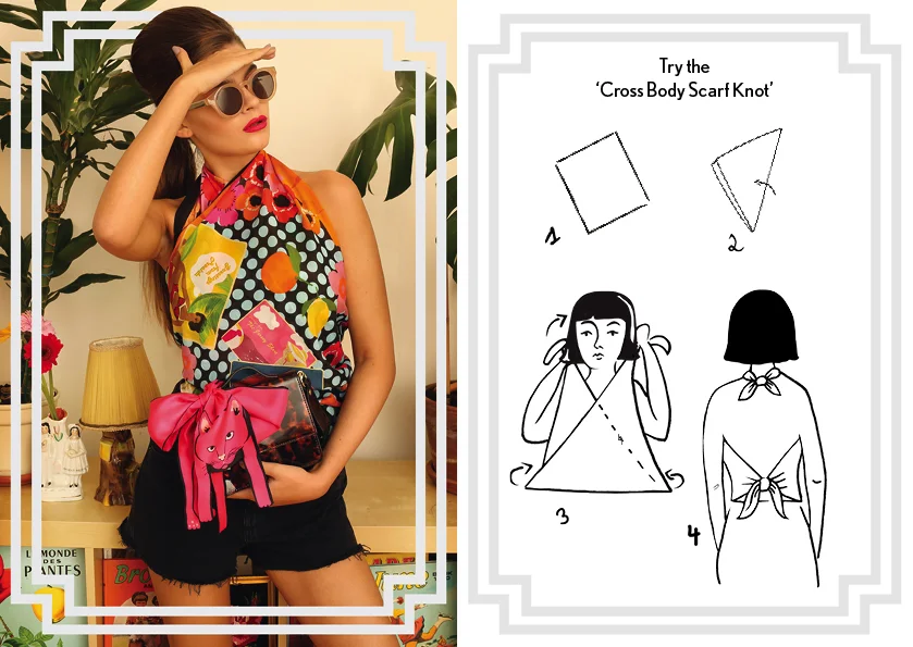 Cross Body Scarf Knot - How to tie a silk scarf - Square Silk Scarf Knot.jpg