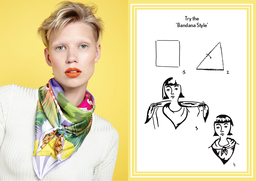 头巾式野餐 - 如何穿丝巾 - 方巾系列 - 时尚围巾结 - cleo ferin mercury - monday scarf knot - 每日围巾结.jpg