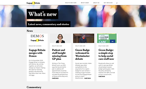 News page for Engage Britain legacy website