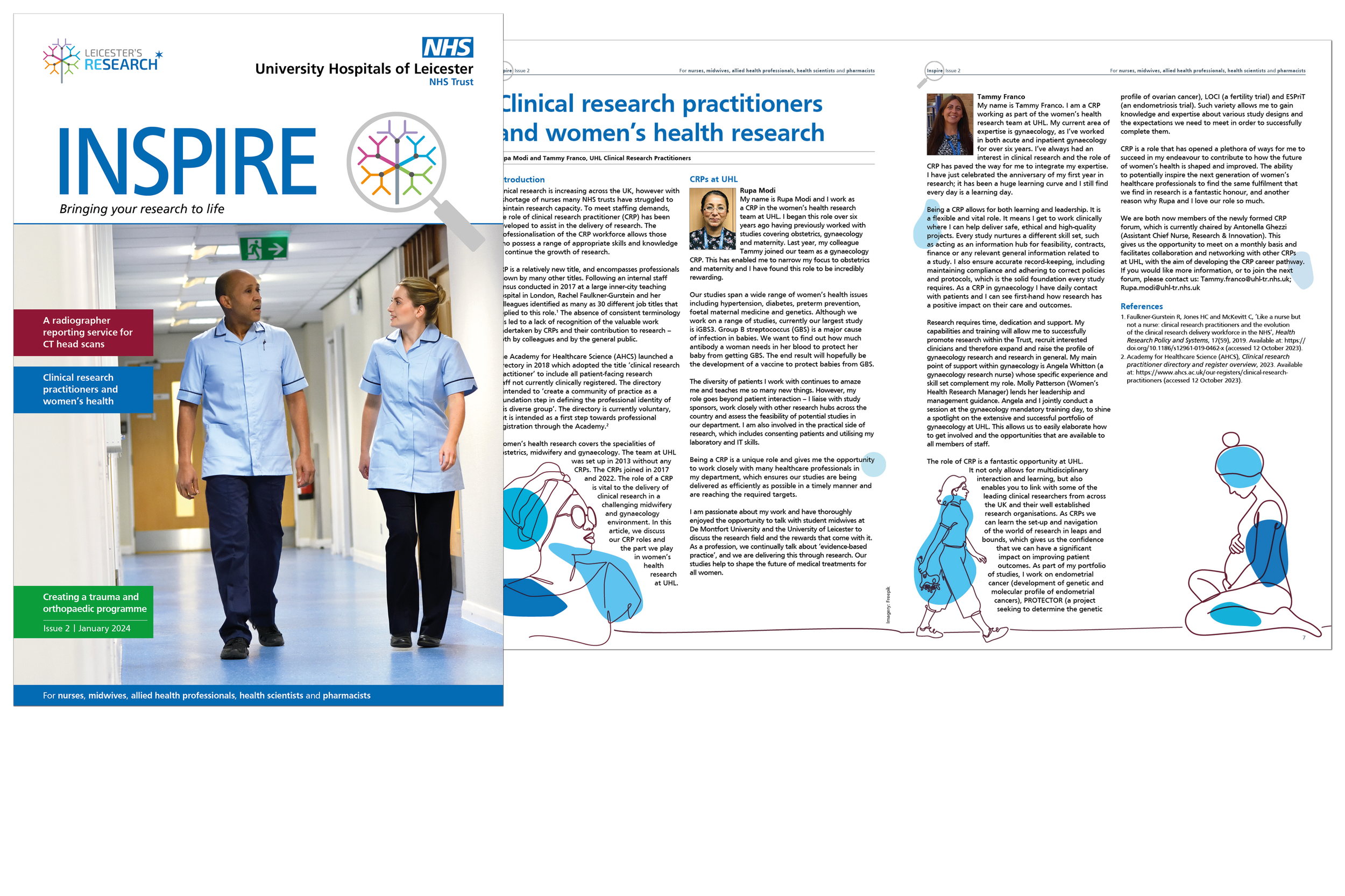 Inspire journal cover and sample spread