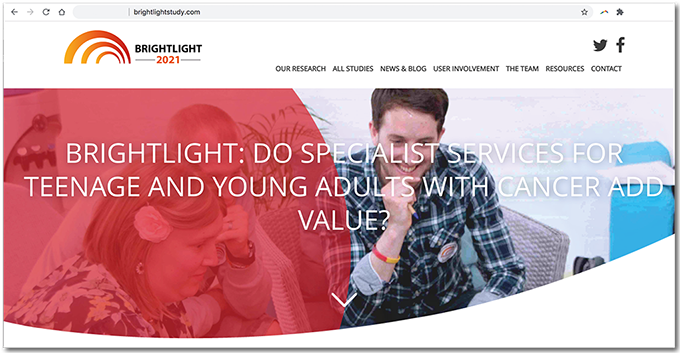 Sample page from Brightlight website