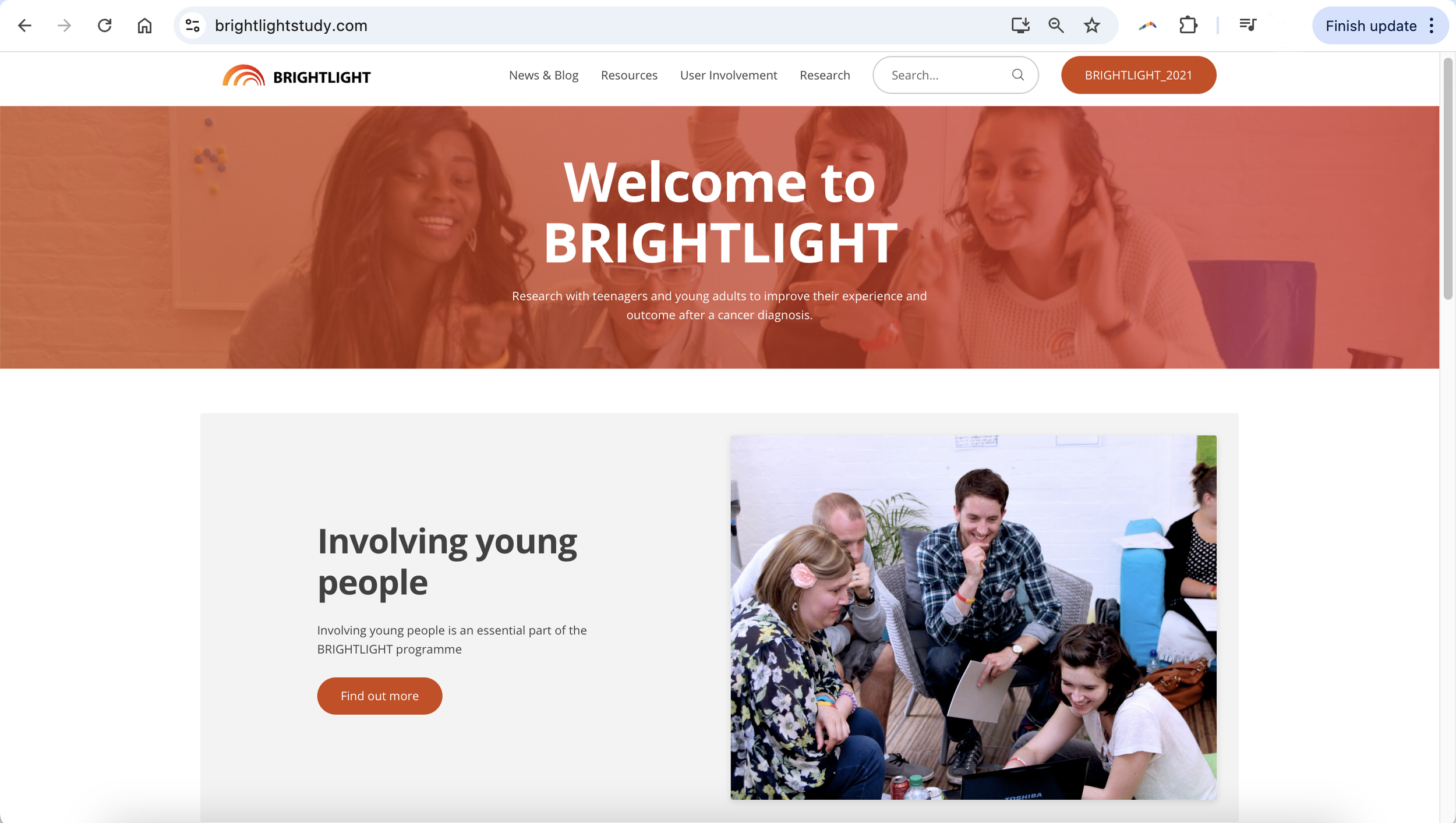 Brightlight website homepage