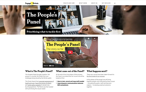 'People's Panel' page for Engage Britain legacy website
