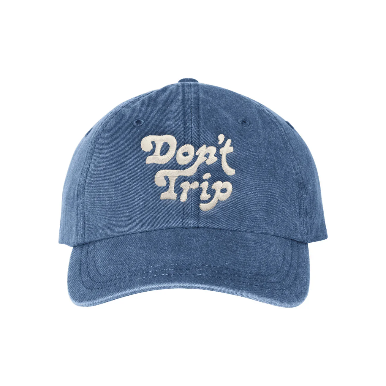 Don't Trip Dad Hat in Washed Denim