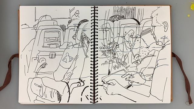 Another sketchbook flip through: camping at Angel Island and Marin headlands; ferries, planes and trains; drawing in the dark at concerts.
