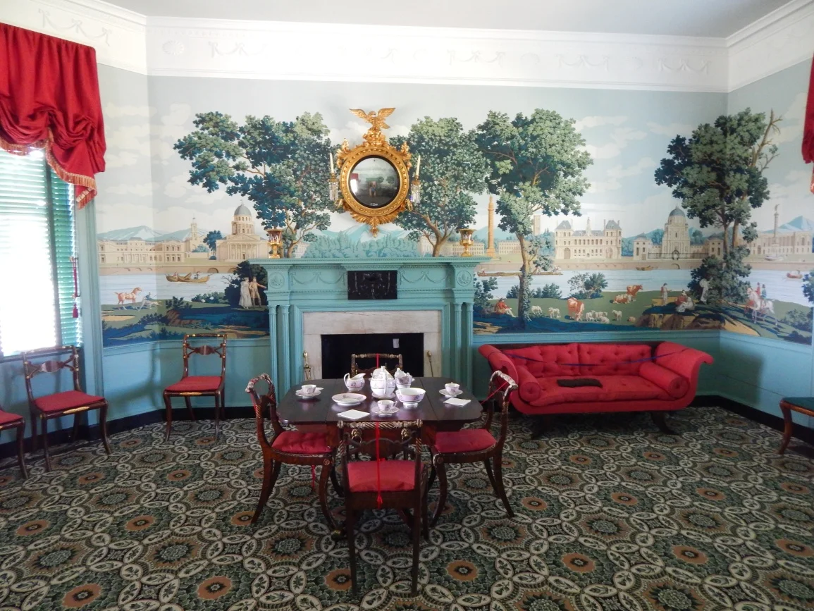 The Monuments of Paris wallpaper found in the parlor at Point of Honor. 