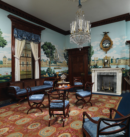 “The Monuments of Paris” wallpaper at the Metropolitan Museum of Art in New York.