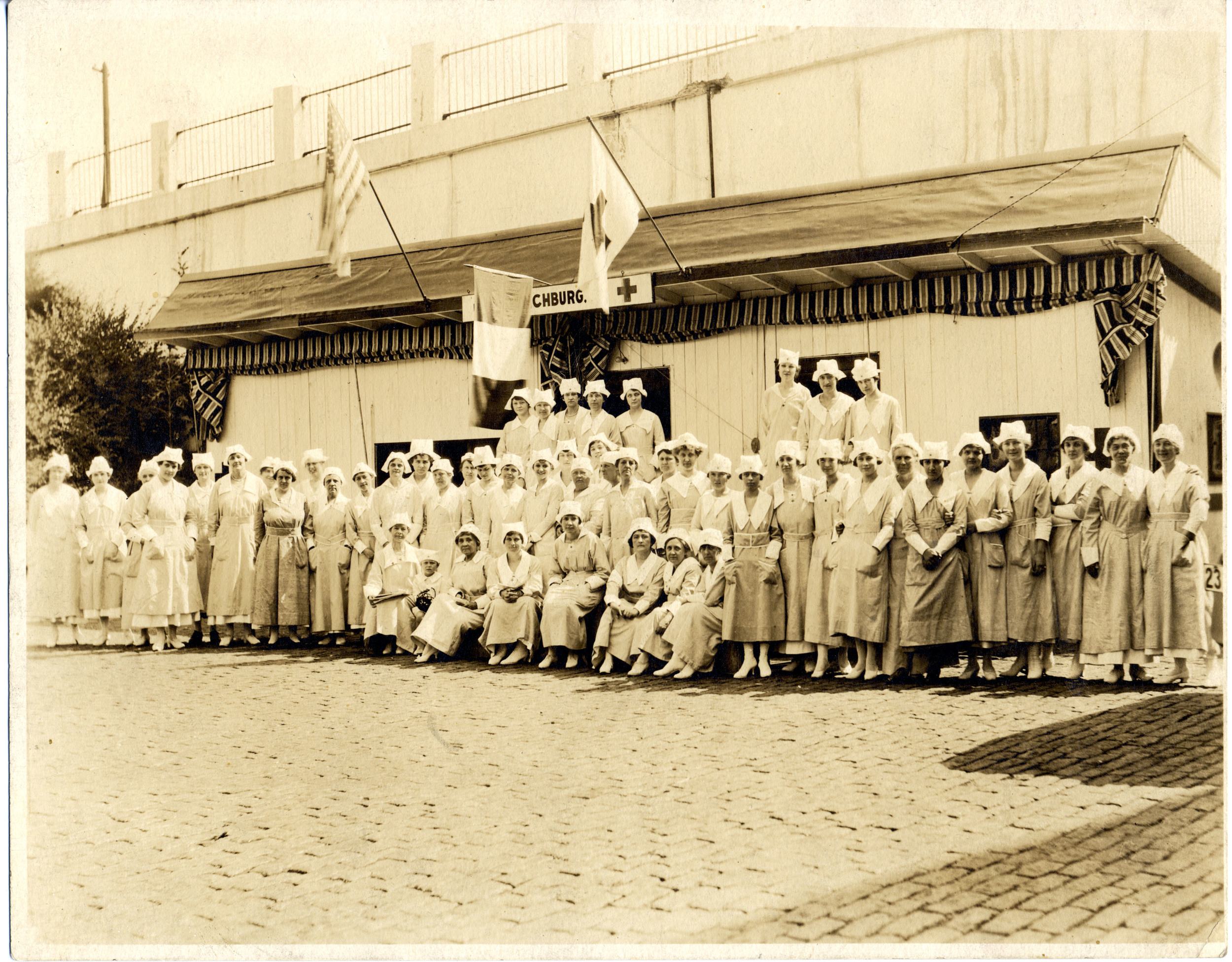 Red Cross Workers Standing Outside the Canteen, 1918