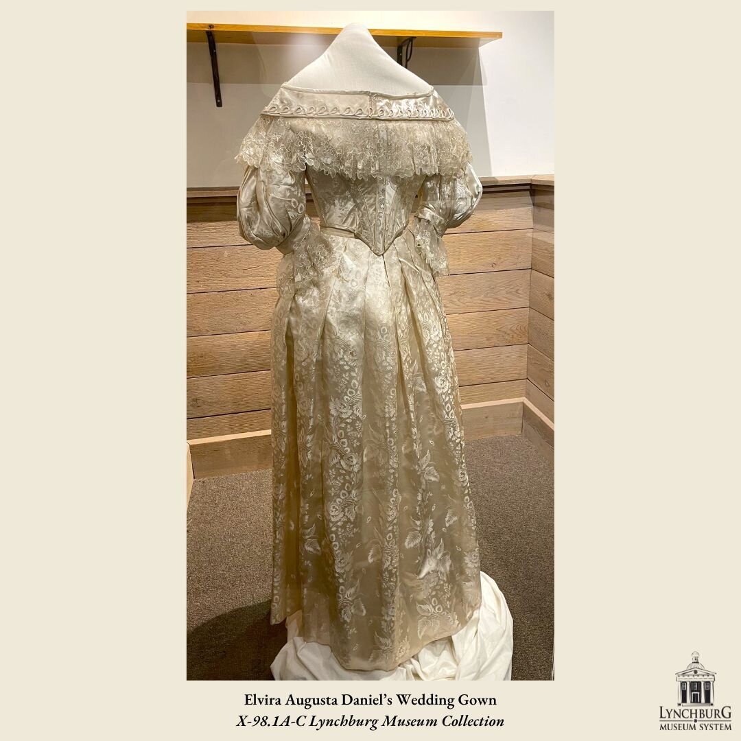 📣Artifact Spotlight #10:

This wedding gown, which can be found on display in the Carriage House at Point of Honor, was worn by Elvira Augusta Daniel when she was married to Col. Charles Ellet, Jr. on October 31, 1836. The wedding was held in the pa