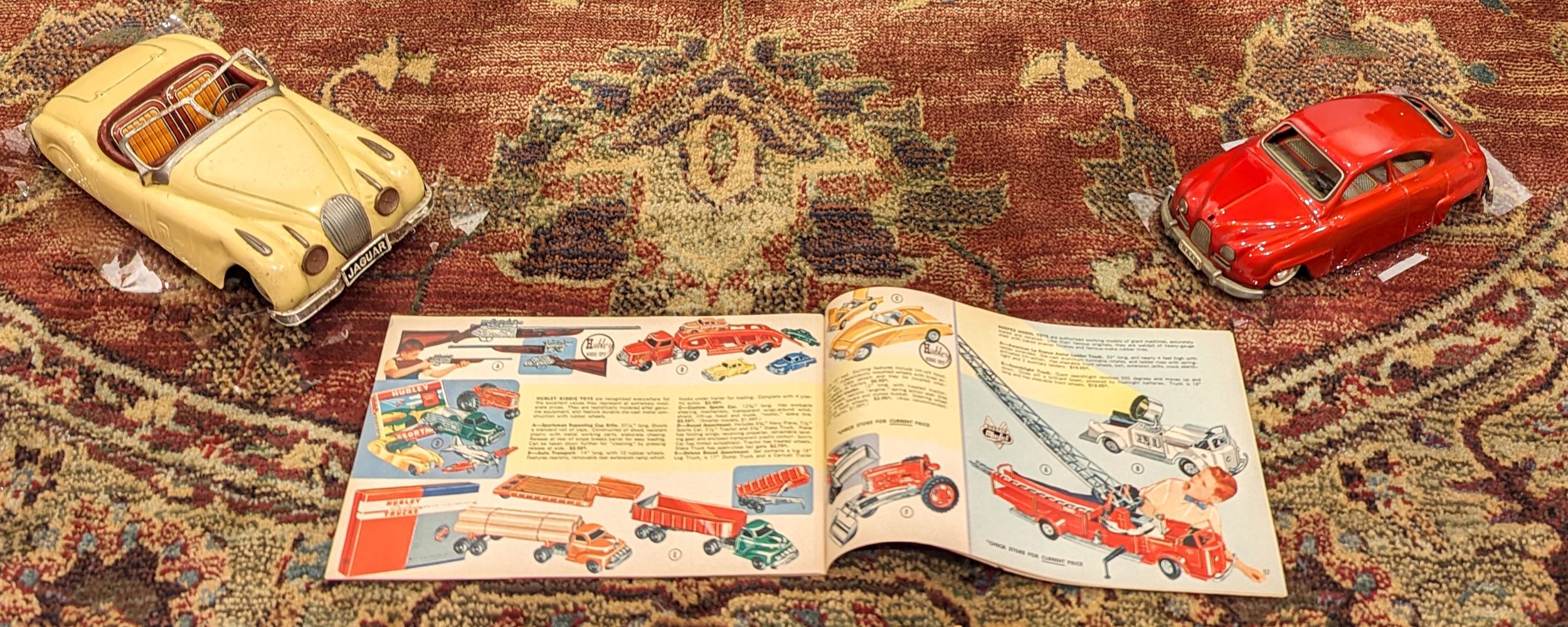Toy Jaguar Roadster & Saab Sedan, Mid 20th Century, Gift of Shirley Lewis, 2009.40.7
