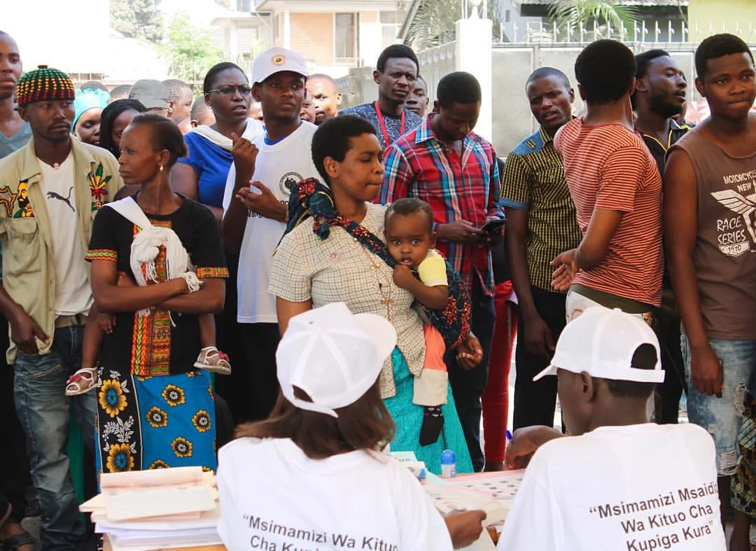 Voters lining up to vote in Tanzania's general election. Some waited for over five hours to cast their ballots.