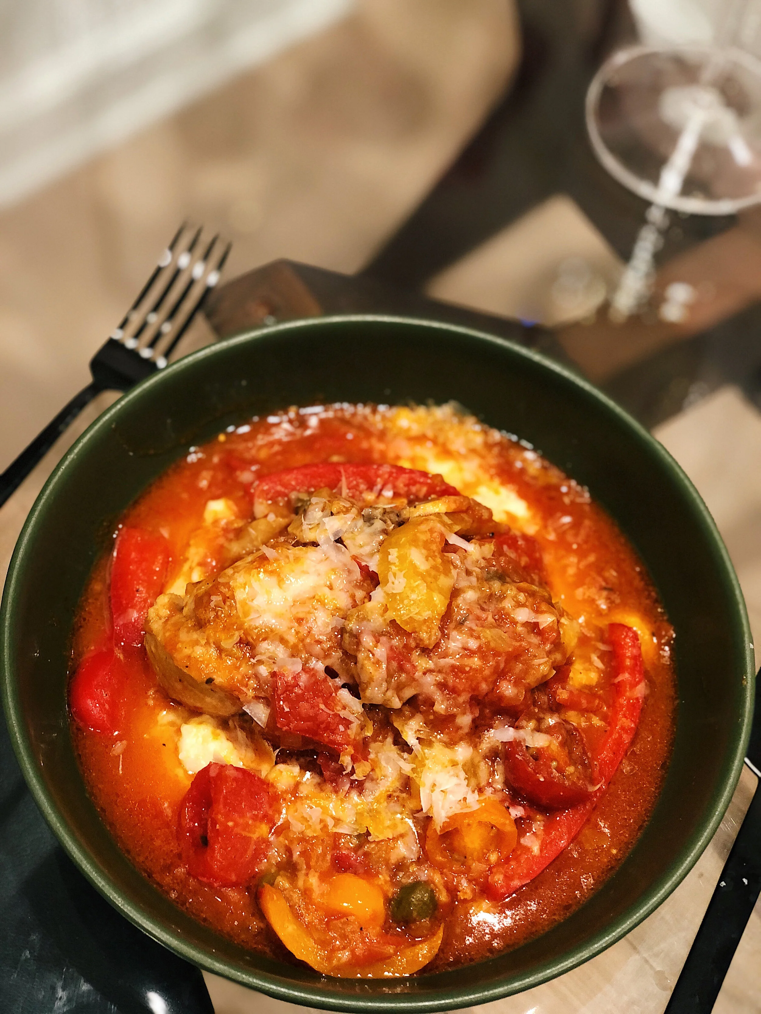 Chicken Cacciatore with Roasted Garlic Polenta