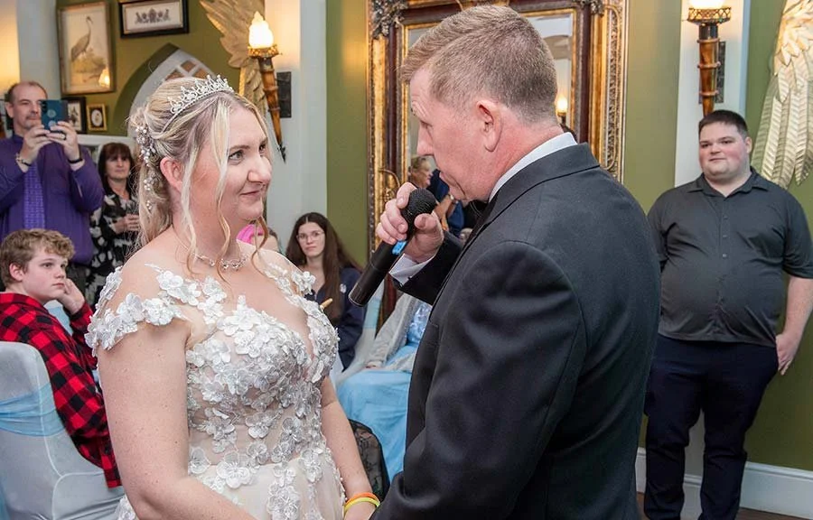 Sussex groom singing to the bride