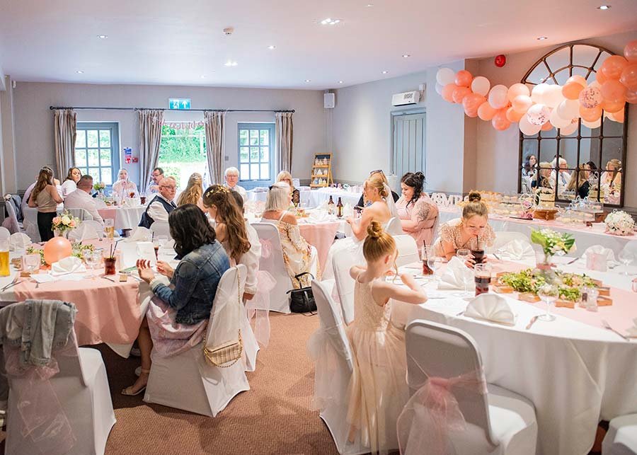 The reception wedding inside at the White Swan, Arundel