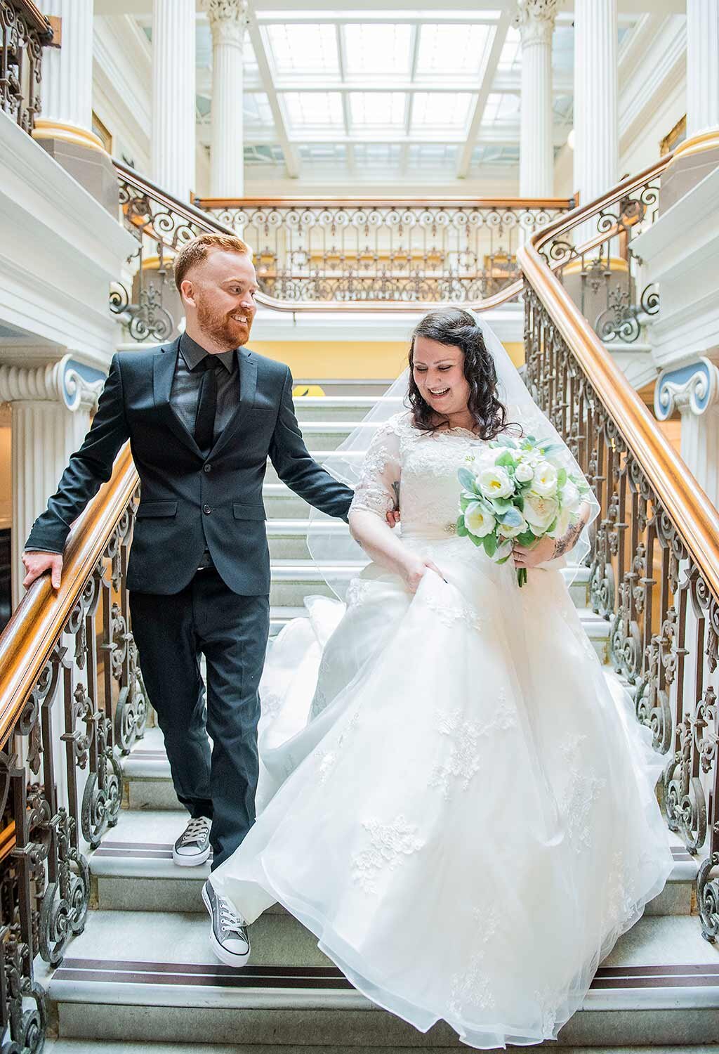 bride and groom portrait at brighton town hall