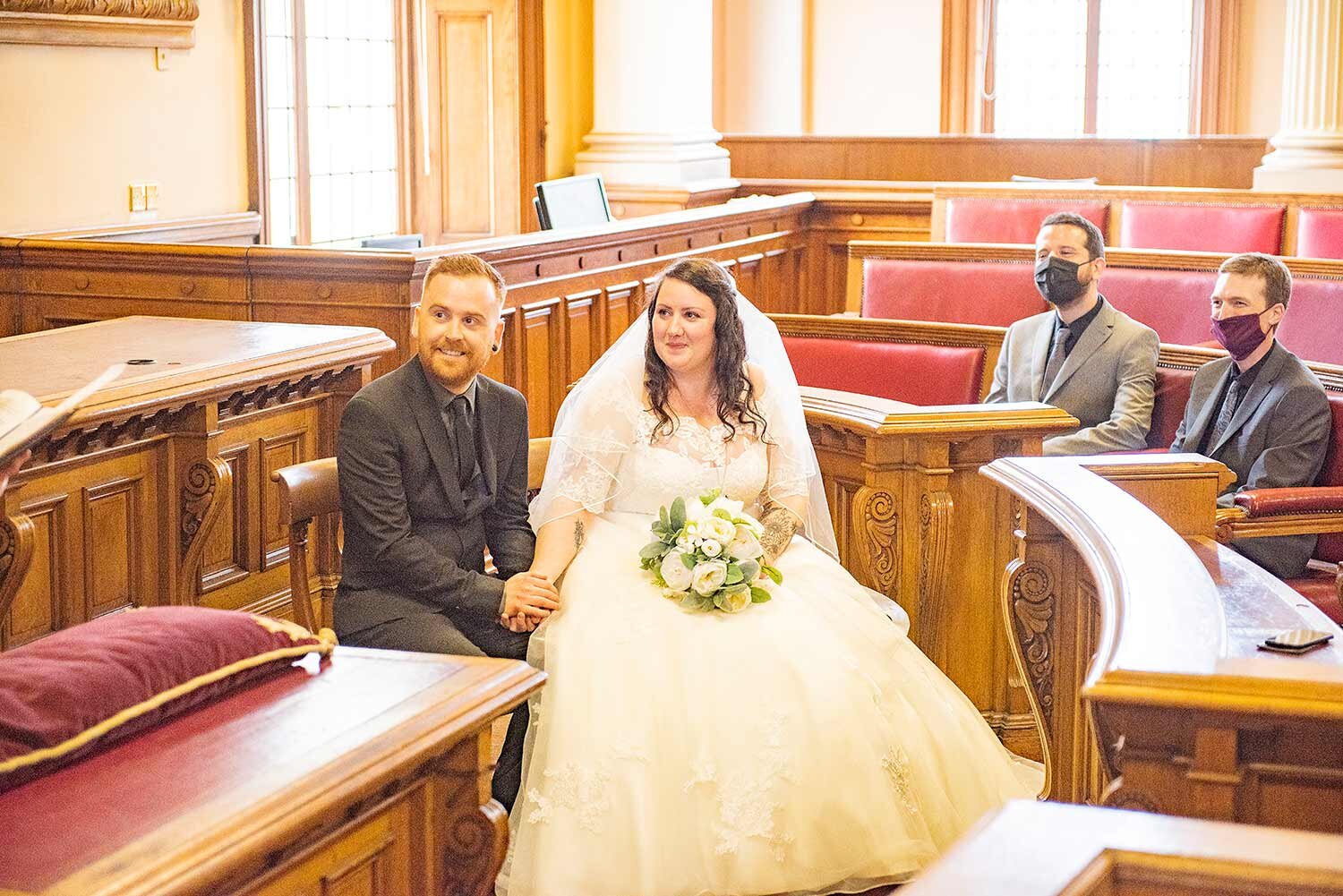 Bride and groom ceremony at brighton town hall