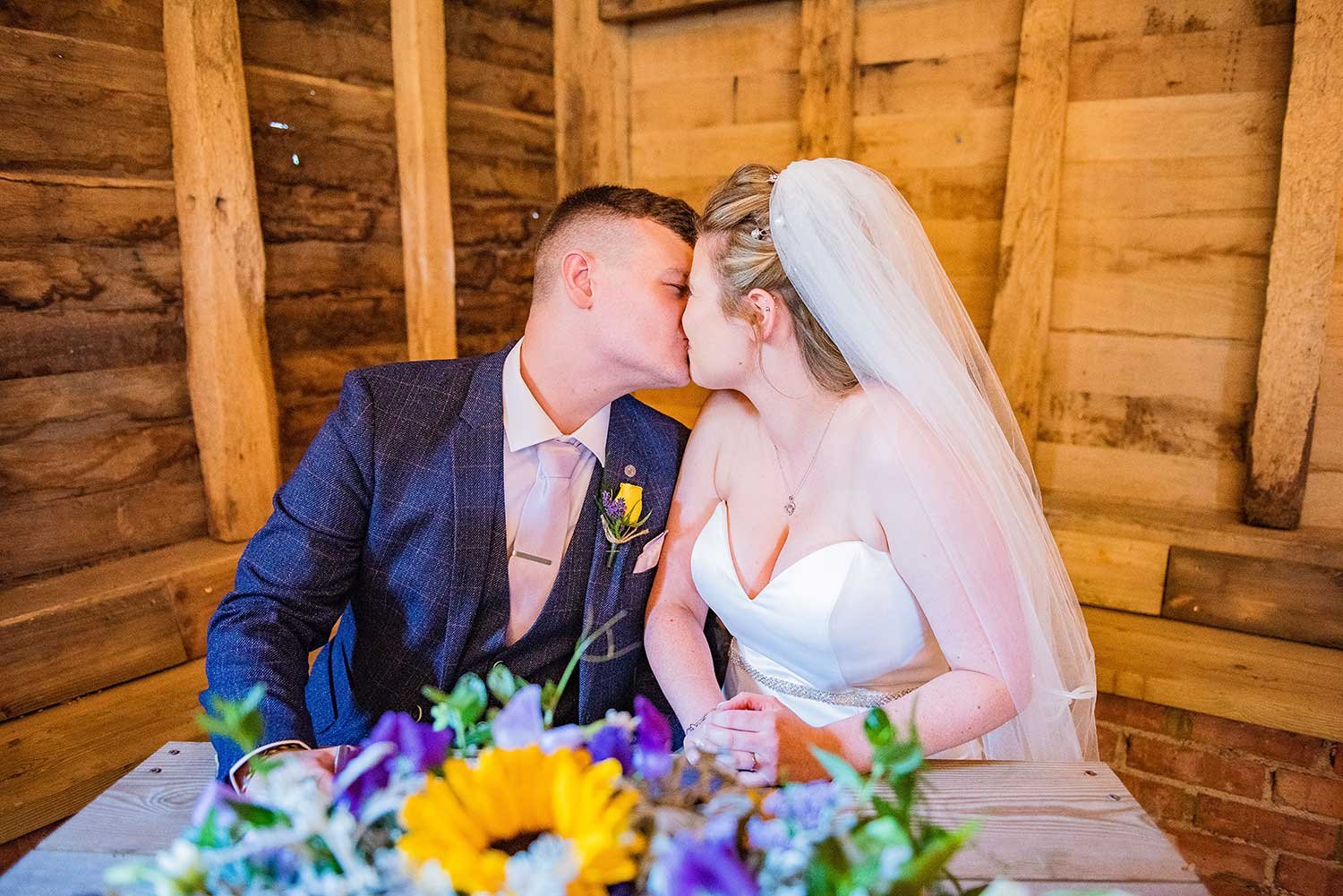 Sussex Bride and Groom kissing