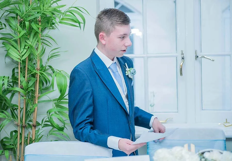 sussex bride's son giving speech