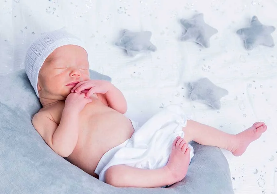 Baby asleep with studio props littlehampton photographer