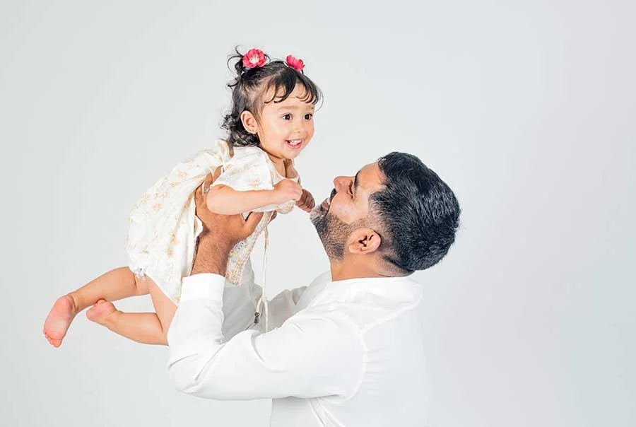 Dad and daughter fun family photoshoot at studio in Littlehampton