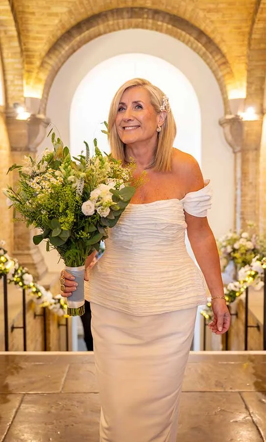 Close-up portrait of bride smiling on her wedding day in Arundel