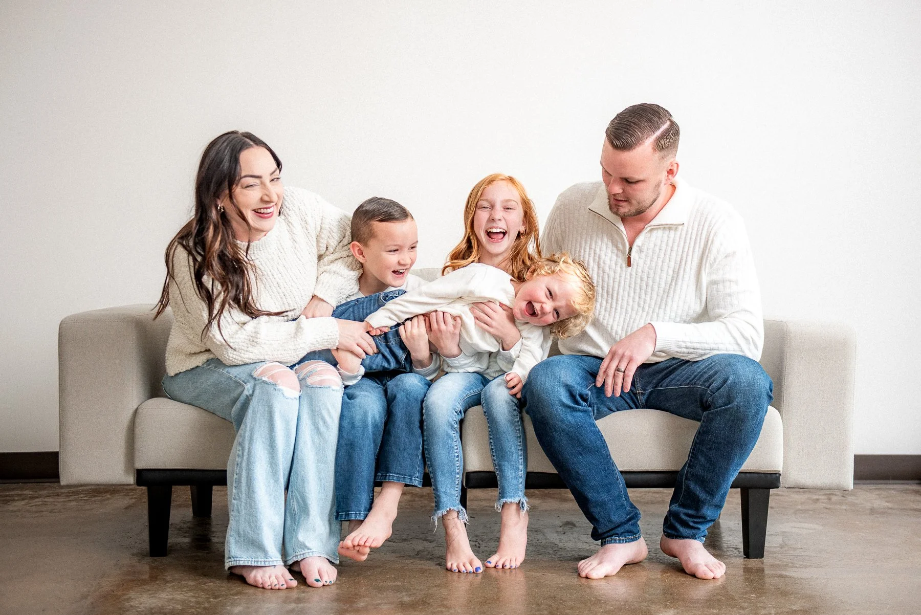 Studio Family Photos in Gibsonville, NC | Neutral, Timeless Portraits for Wall Art
