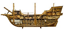 Model of a typical 400 ton 17th century English merchantman showing the cramped conditions that had to be endured.