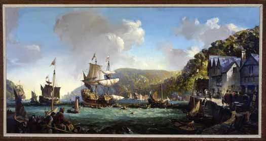 Detail from Mayflower & Speedwell in Dartmouth Harbor by Wilcox
